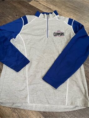 Men's Grey & Blue clippers Quarter-Zip Pullover